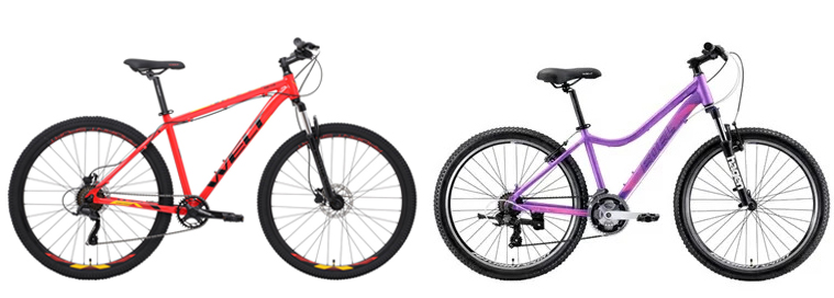 женский и мужской велосипед
